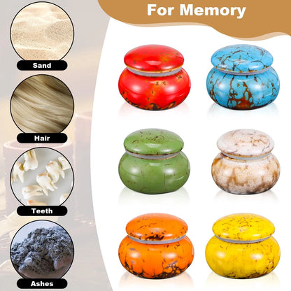 Set of 6 Ceramic Small Urns for Human Ashes Keepsake 1.6 Inch