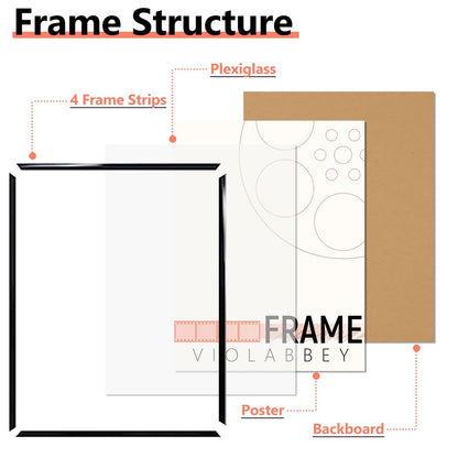 Set of 5 Black 16x24 Poster Frames for 16x24 Prints