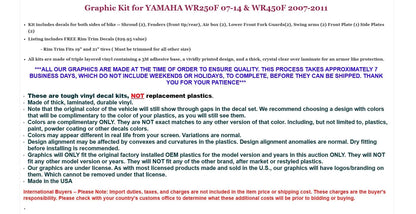 Graphic Stickers +#PLT/RIM Decals for Yamaha WR250F WR450F (2007–2014)