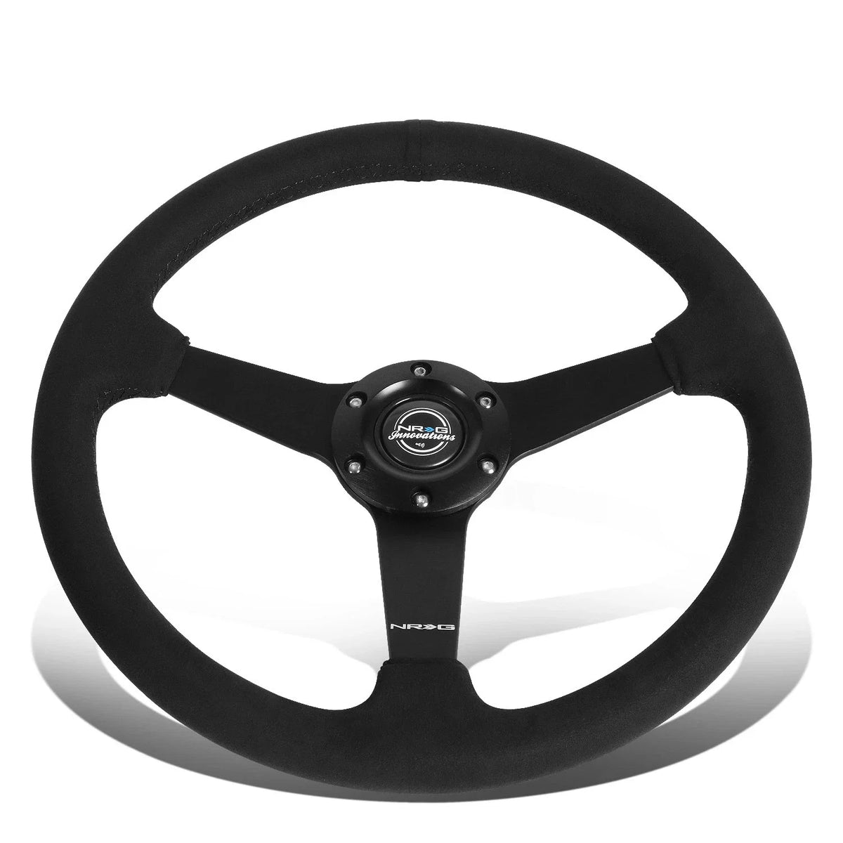 NRG 350mm Black Deep Dish Racing Steering Wheel for Universal Fit (1" Deep)
