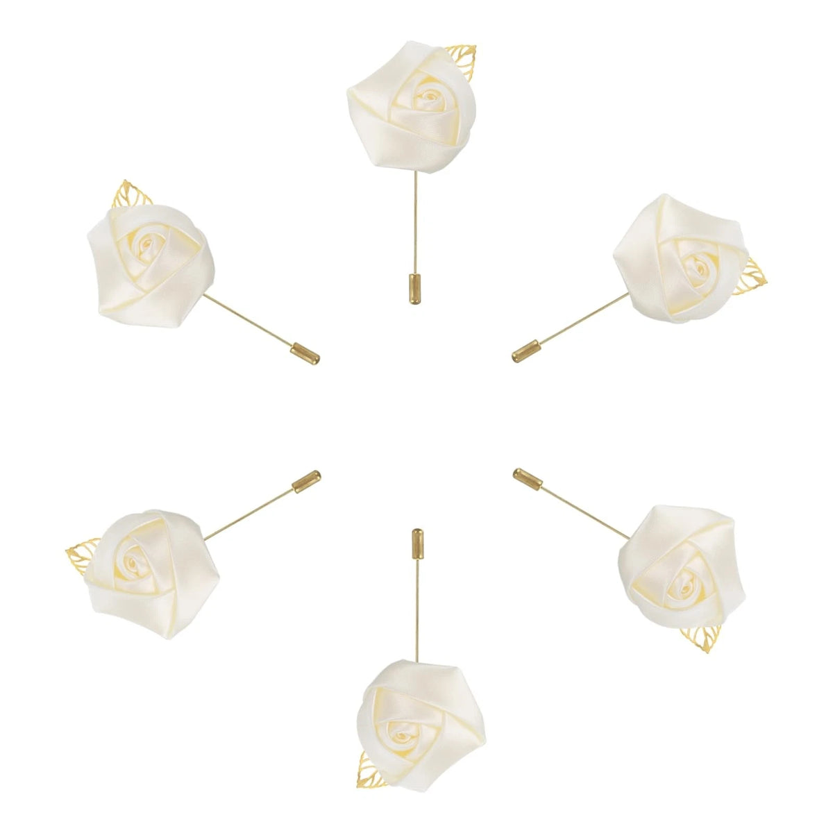 6X Groom Boutonnieres Rose Pins for Pure White