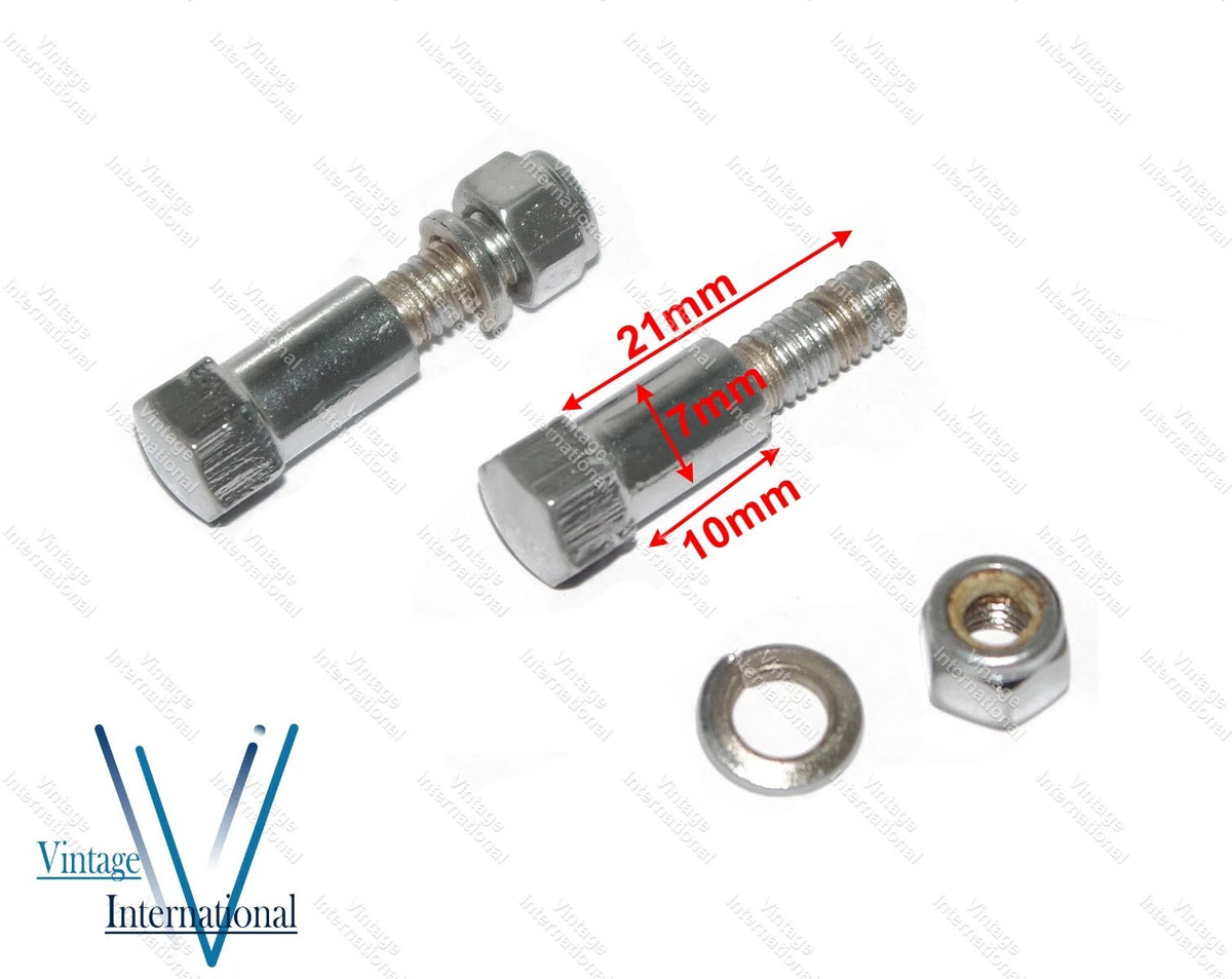 Set of 2 Chrome Clutch & Brake Lever Nut Bolts for Royal Enfield Bullet