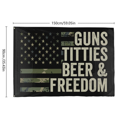 Guns Beer & Freedom Flags for Outdoor Use (3x5)