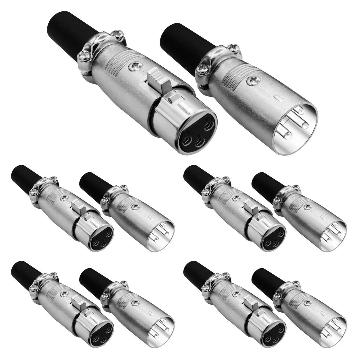 5 Pair XLR 3-Pin Female Male Microphone Adapter Cable Connect Plug