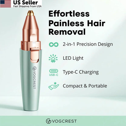 2X Eyebrow Facial Trimmer for VG VOGCREST (Rechargeable, Pastel Green)