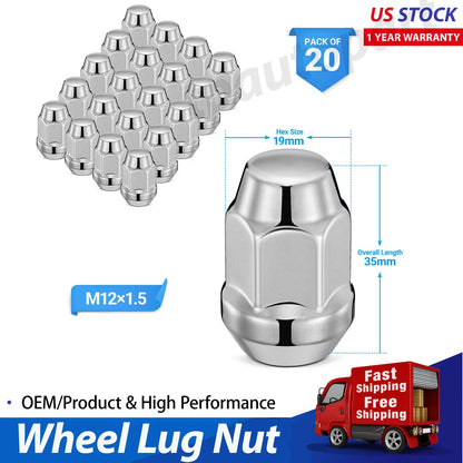 20-Pc Chrome Acorn Lug Nuts for Buick Skylark, Corsica, Spirit, Mark VIII (1985–1998)