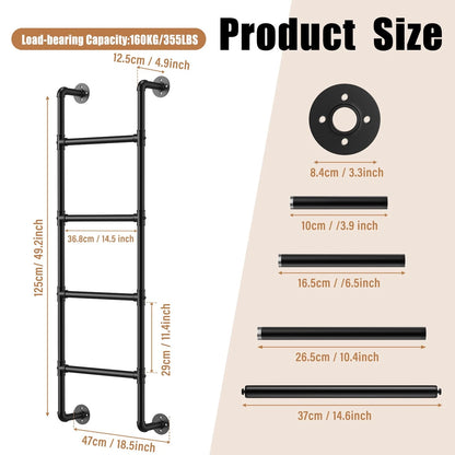 4FT Wall Mounted Black Metal Bunk Bed Ladder for RV (No Part Numbers)