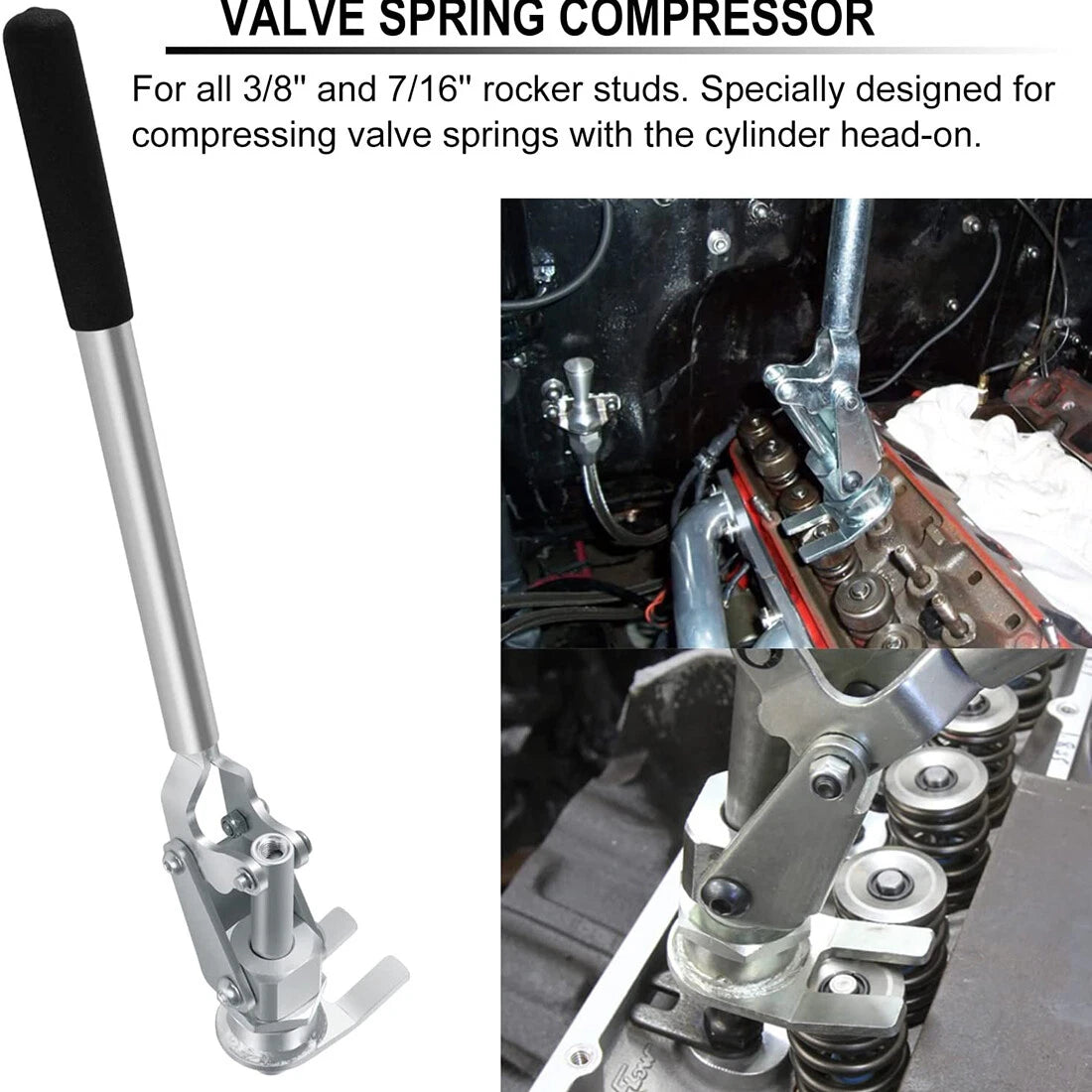 Stud Mount Valve Spring Compressor Tool for 3/8" & 7/16" Rocker Studs