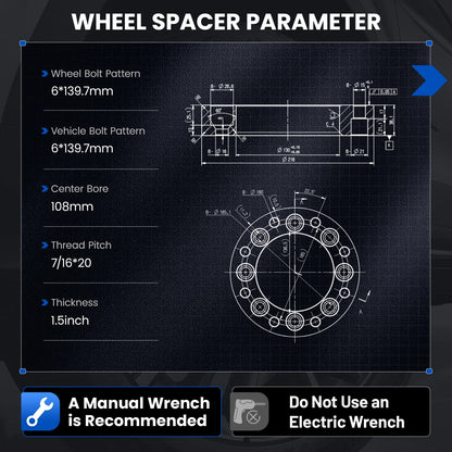 Wheel Spacer for Chevrolet K10 (1981–1986) 1.5" 6x5.5 6x139.7 7/16-20