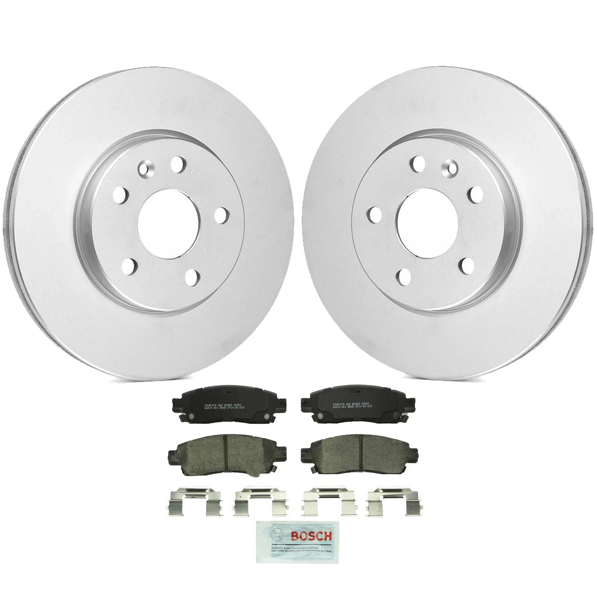 Set of 2 Bosch Rear Vented Rotors & Ceramic Brake Pads for Buick Chevy GMC