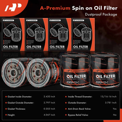 Set of 4 Engine Oil Filters for Jeep Cherokee (1974–1975, 1980–1982) 6435677, PH25