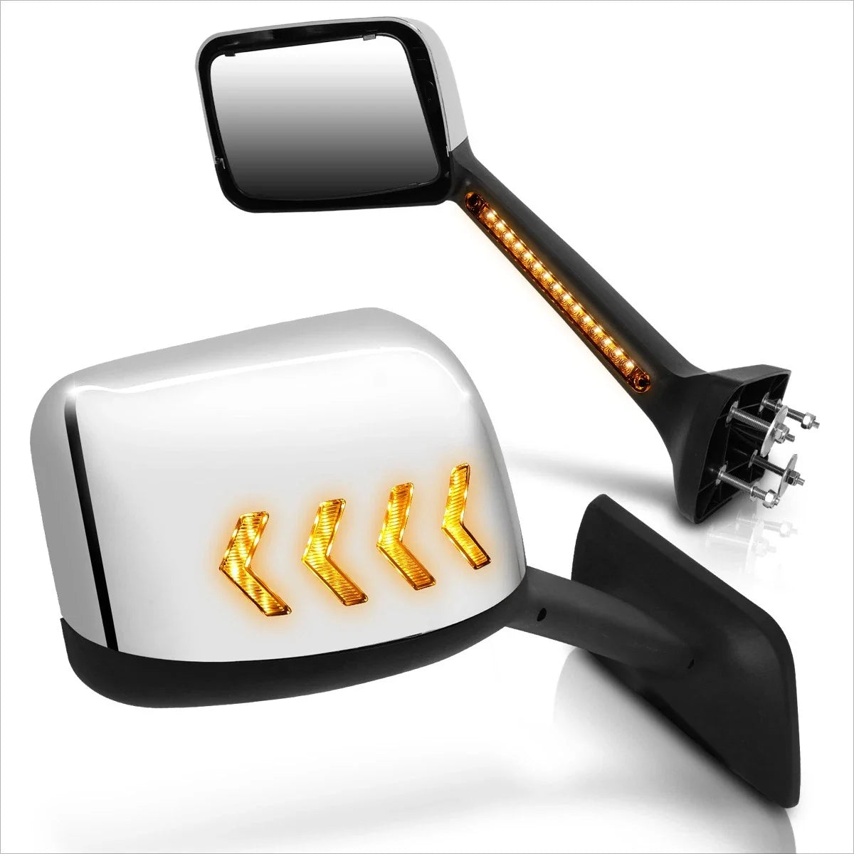 Sequential Chevron Arrow LED Hood Mirror for International Harvester RH613 (2018–2024)