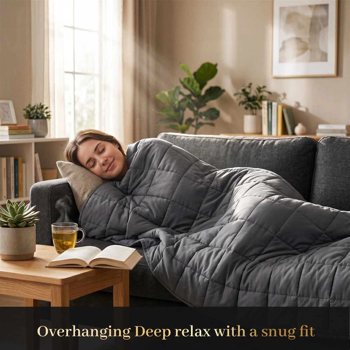15 lb Weighted Blanket for Adults 48" x 72" Cooling Charcoal