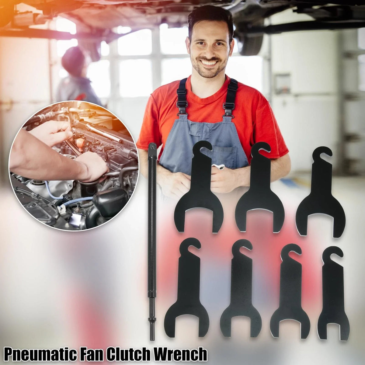 8pcs Pneumatic Fan Clutch Wrench Removal Tool for Ford Chrysler 