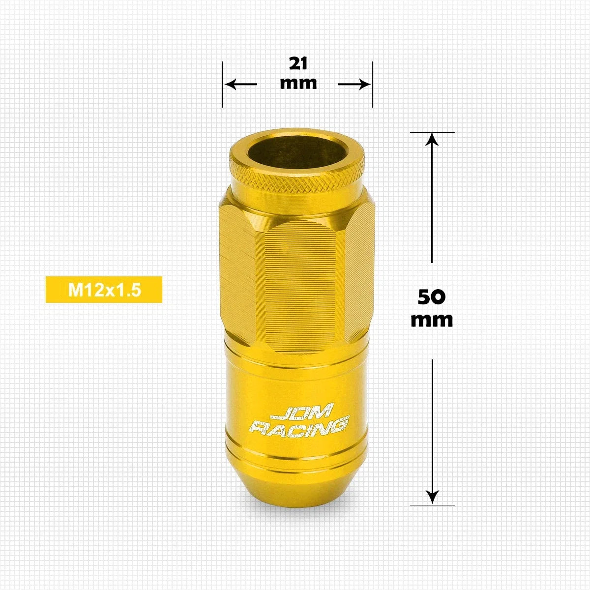20Pc M12X1.5 Gold JDM Open End Cone Wheel Lug Nuts + Spline Locks + Key