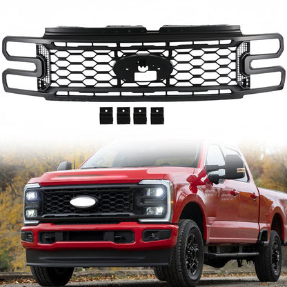 Matte Black Front Grille for Ford F250 F350 Super Duty (2023–2024) PC3B 19H250 AC, PC3B 8200 HH51MX, P708 GR STX ASM