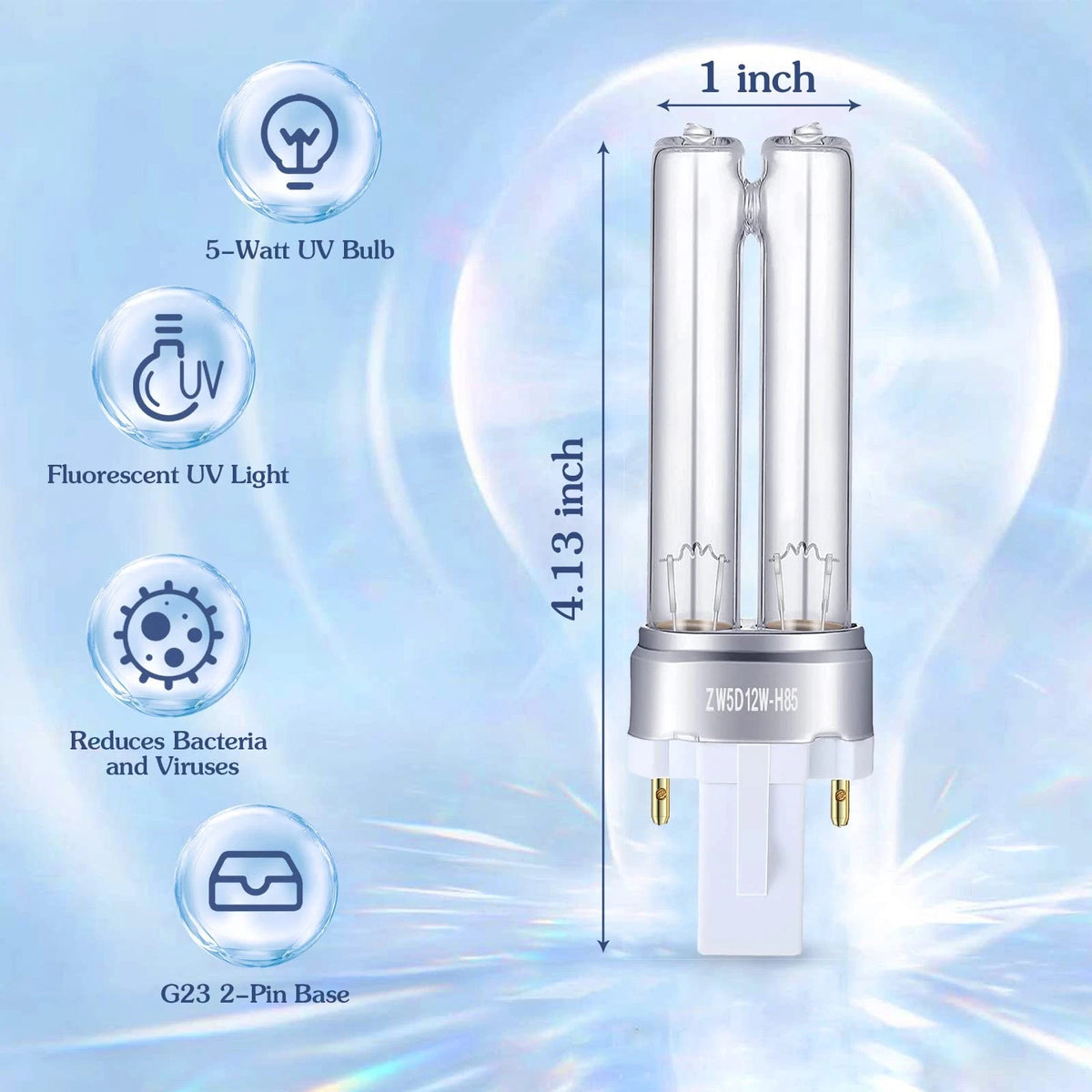 2X Replacement 5W UV-C Bulb for Kittmip