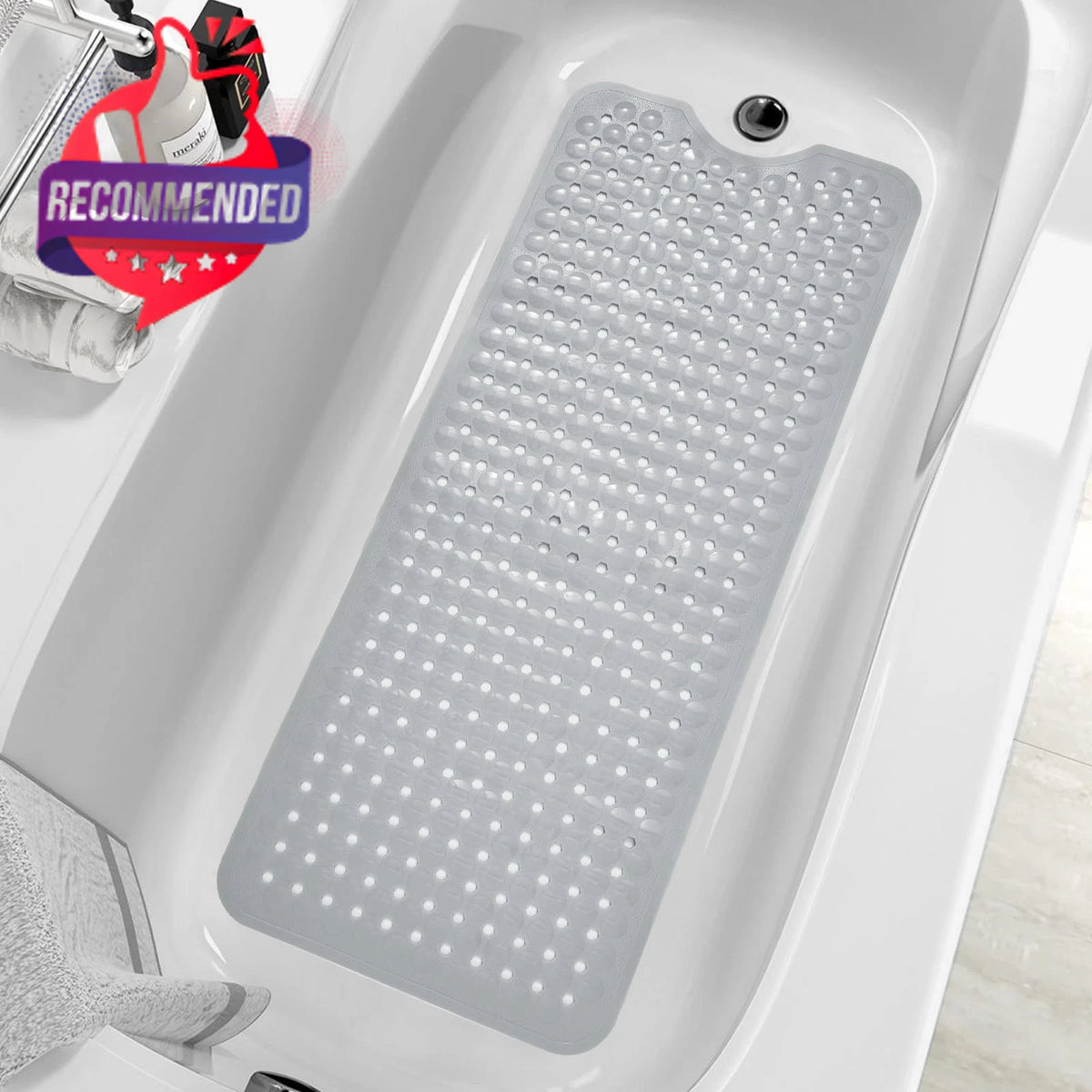Extra Large Non-Slip Bathtub Mat 40" x 16" Pebble Massage Shower Pad