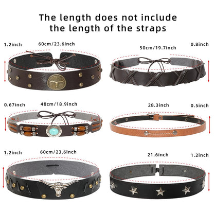 Set of 6 Cowboy Hat Bands for Western Hats