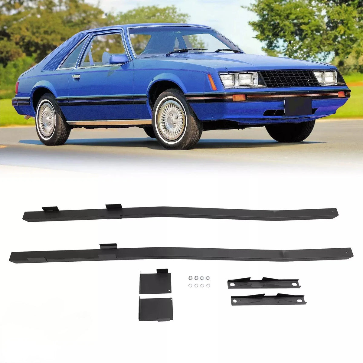 Full Length Black Subframe Connectors for Ford Mustang (1979–2004) #555-5245
