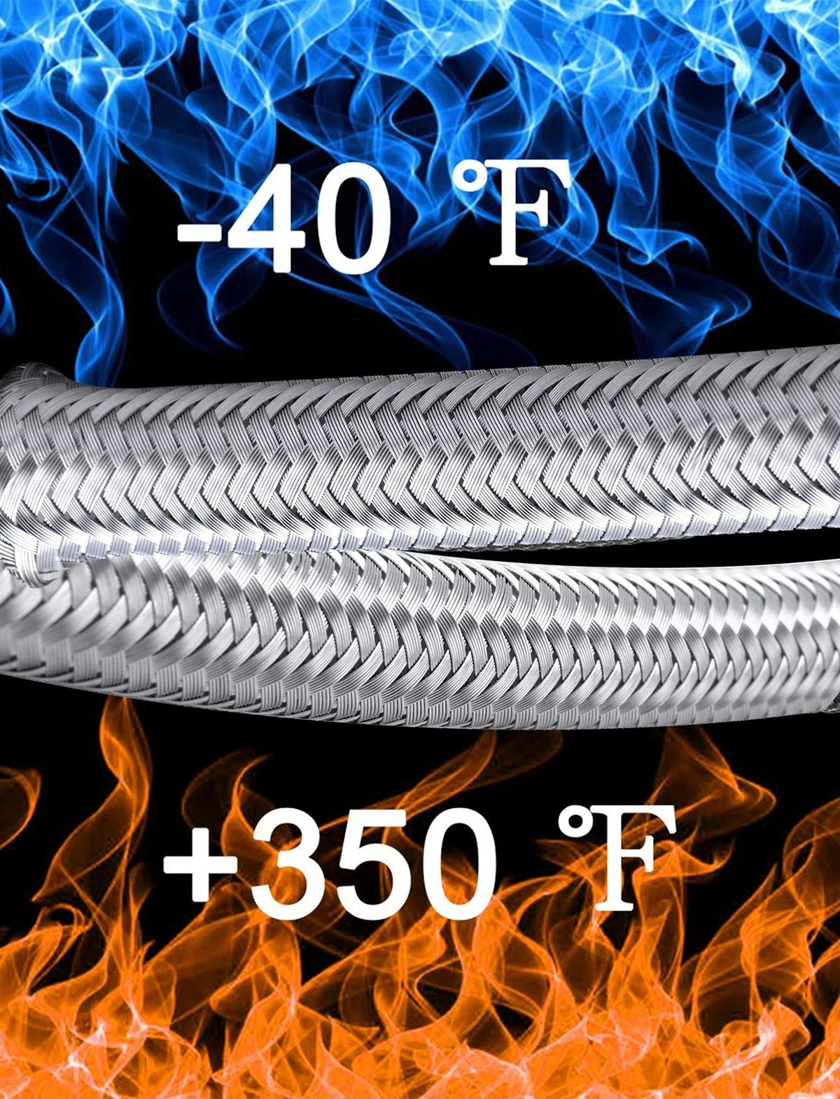 12FT 6AN Braided Stainless Steel Fuel Line Hose with 6 Pcs Silver Fittings