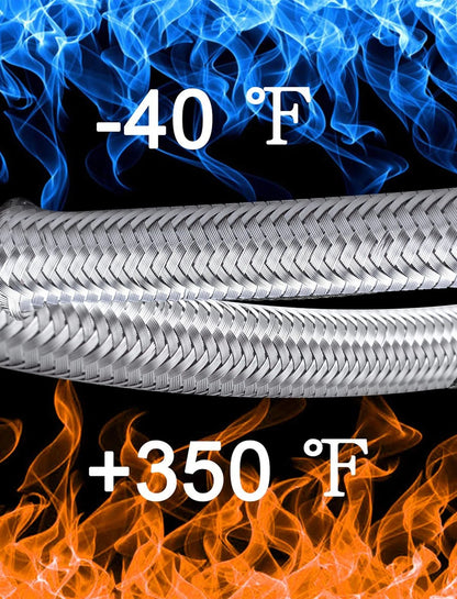 12FT 6AN Braided Stainless Steel Fuel Line Hose with 6 Pcs Silver Fittings