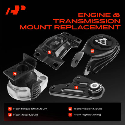 Set of 4 Engine Motor & Trans Mounts for Mazda 3 (2004–2009) A4404 A4405 A4418 EM9222 EM9196