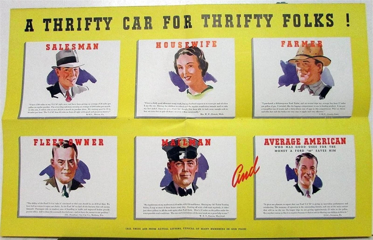 Ford 1938 V8 Thrifty 60 85 Sedan Coupe Original Sales Folder Poster