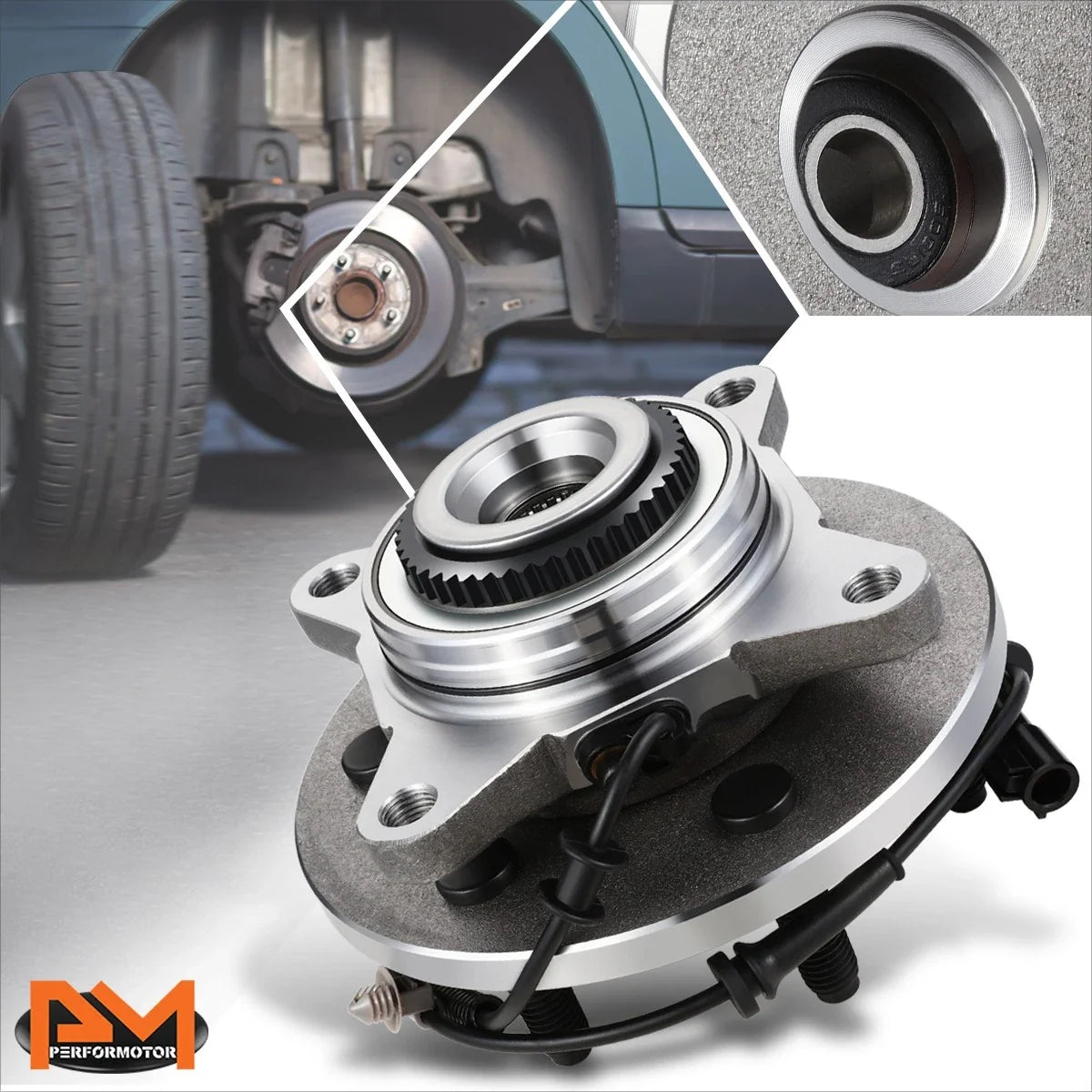 Set of 2 Wheel Hub Bearing Assemblies for Ford F150 4WD (2004–2005) w/ABS Sensor