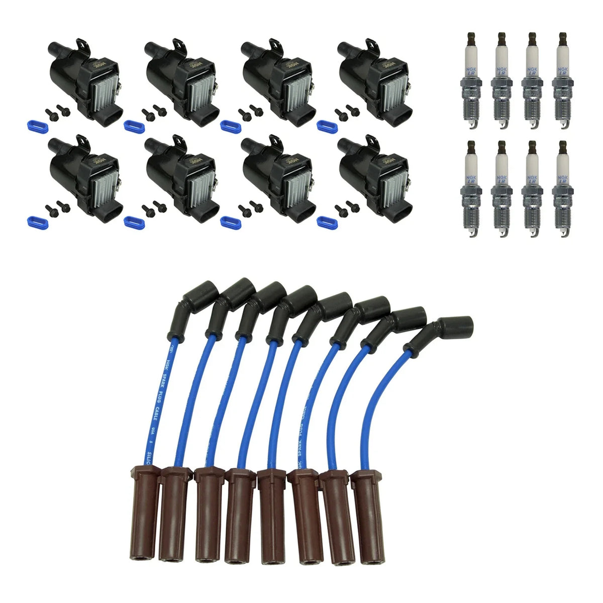 Set of 8 Ignition Coil Wires & Laser Iridium Spark Plugs for Silverado 1500 (2007–2013)