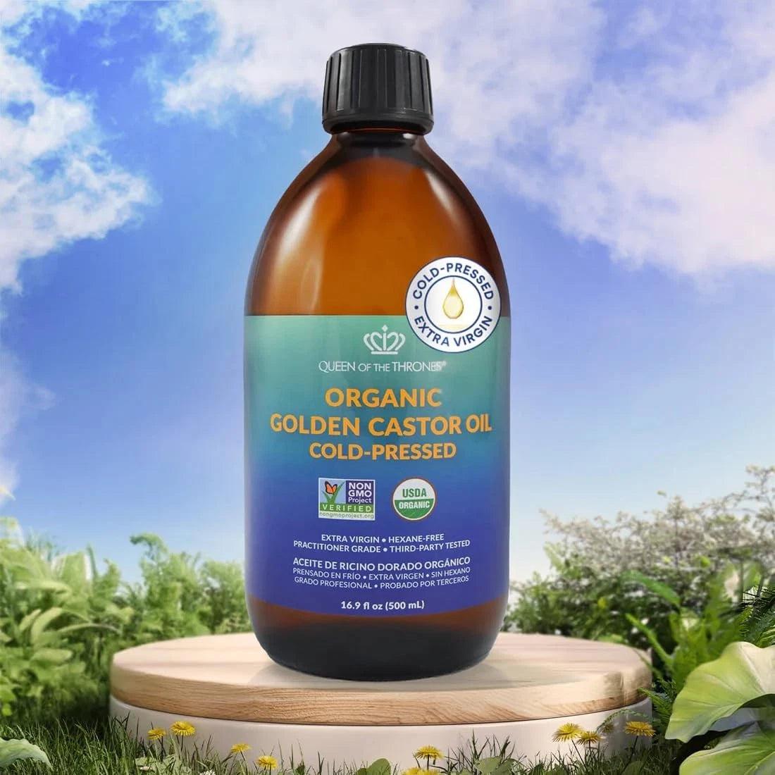 Organic Golden Castor Oil for Various Uses (16.9 Fl Oz)