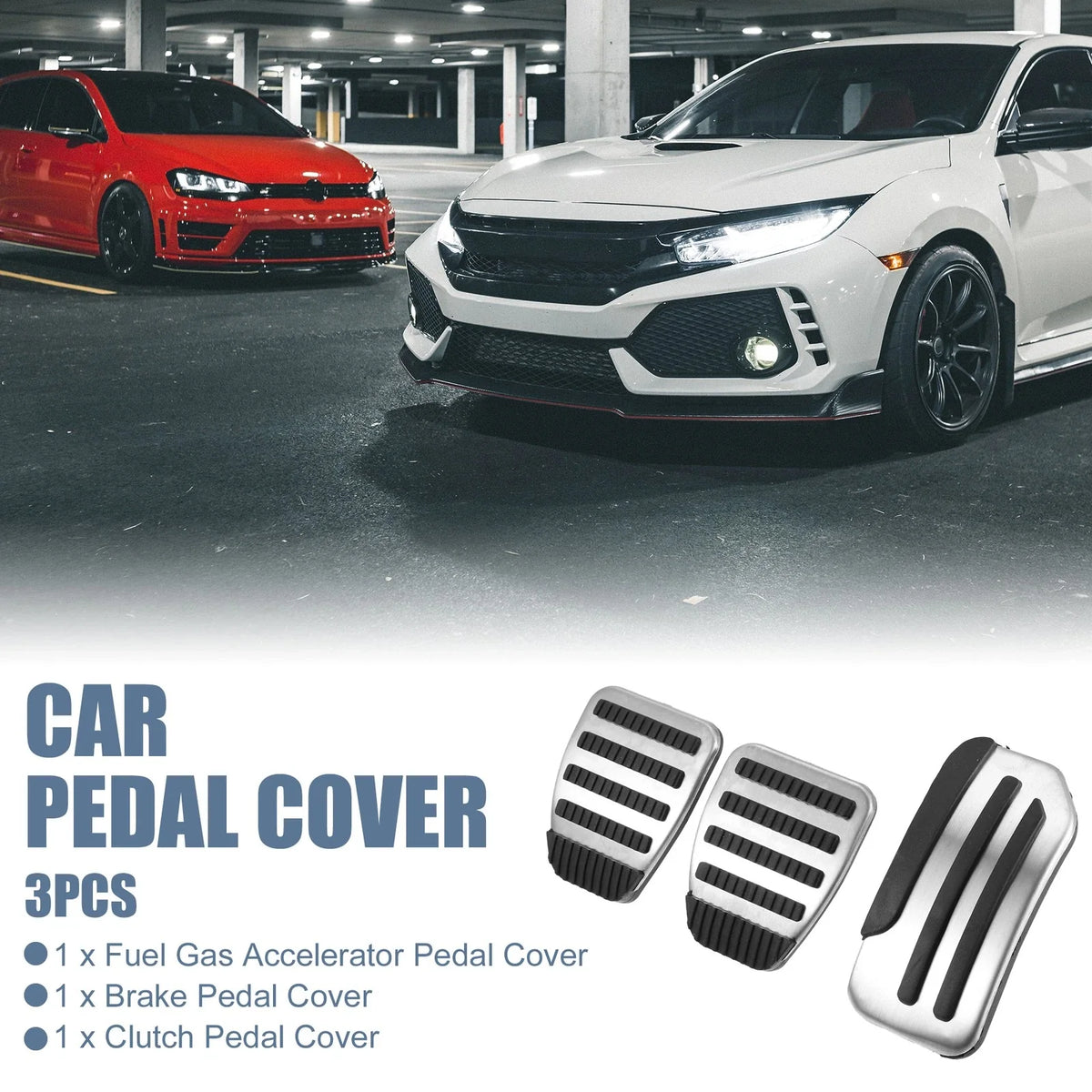 3pcs Accelerator & Brake Pedal Cover Set for Nissan Juke Leaf (2011–2018)