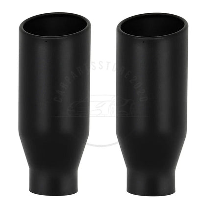 2X 4" Inlet 6" Outlet 15" Long Black Stainless Steel Exhaust Tip for