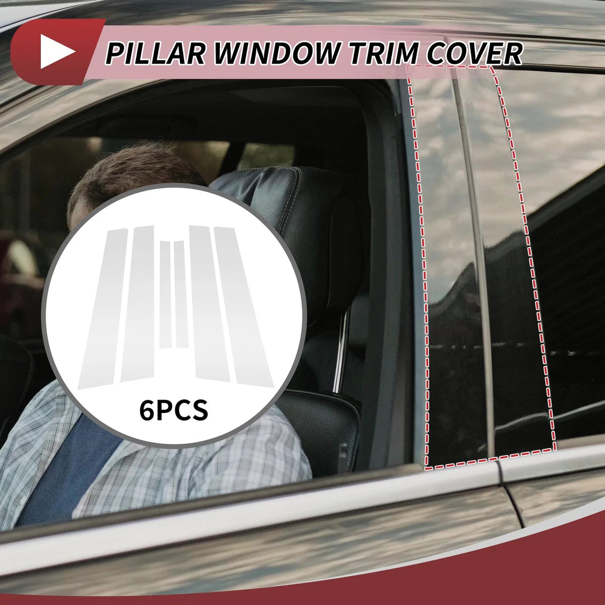 Set of 6 Door Pillar Window Trim for Nissan Sentra (2007–2012) Chrome