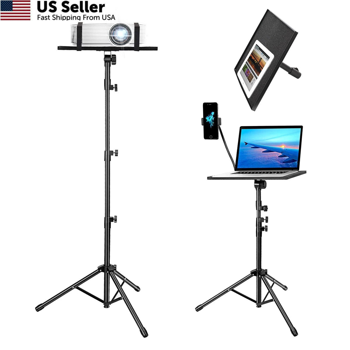 Universal Portable Tripod Stand for Laptop Projector (25 to 48 inch)