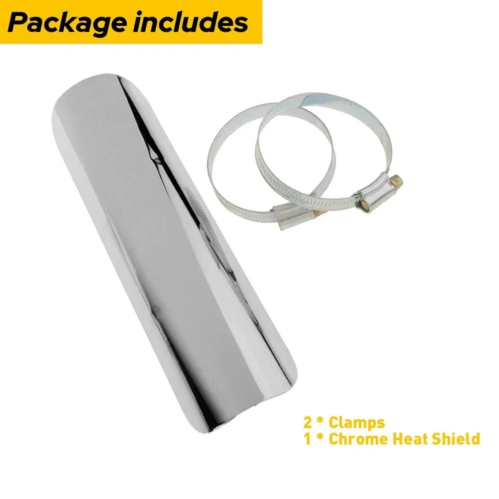 Chrome Heat Shield for Motorcycle Exhaust Muffler Pipe (1 7/8"-2 3/4")