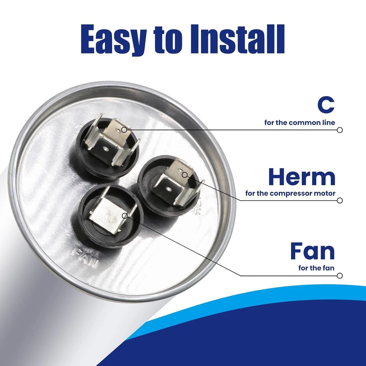 40+5 uF Dual Run Start Capacitor for AC Unit (370V/440VAC)