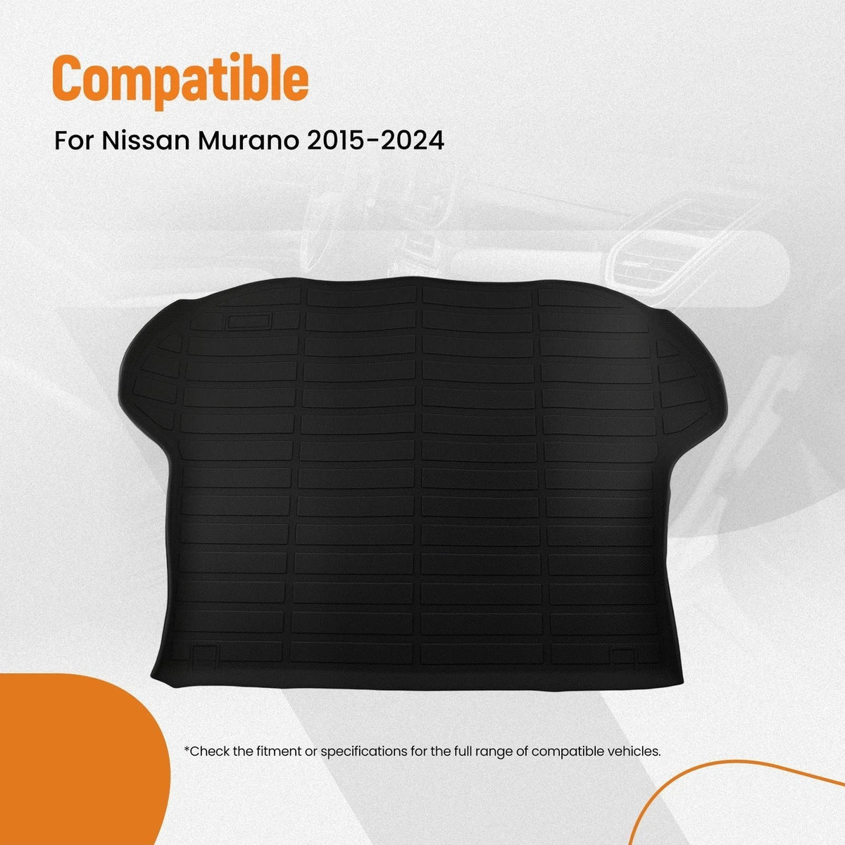 All-Weather TPE Cargo Liner for Nissan Murano (2015–2023) Black Trunk Mat