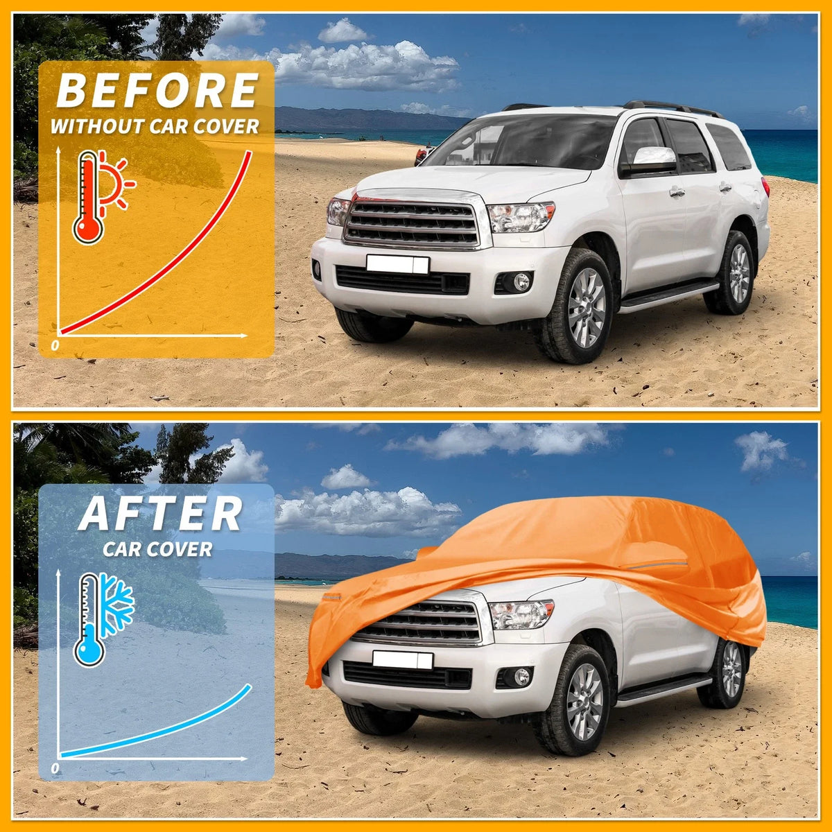 Car Cover Waterproof for Toyota Sequoia (2010–2023) 210D-PU with Zipper