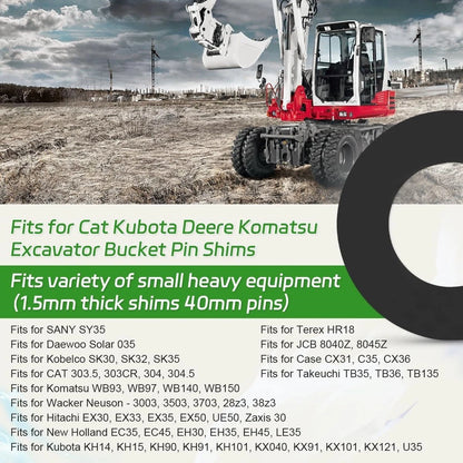 10X 40MM Bucket Pin Shims Kit for Cat Kubota Deere Komatsu (Excavator/Skid Steer)