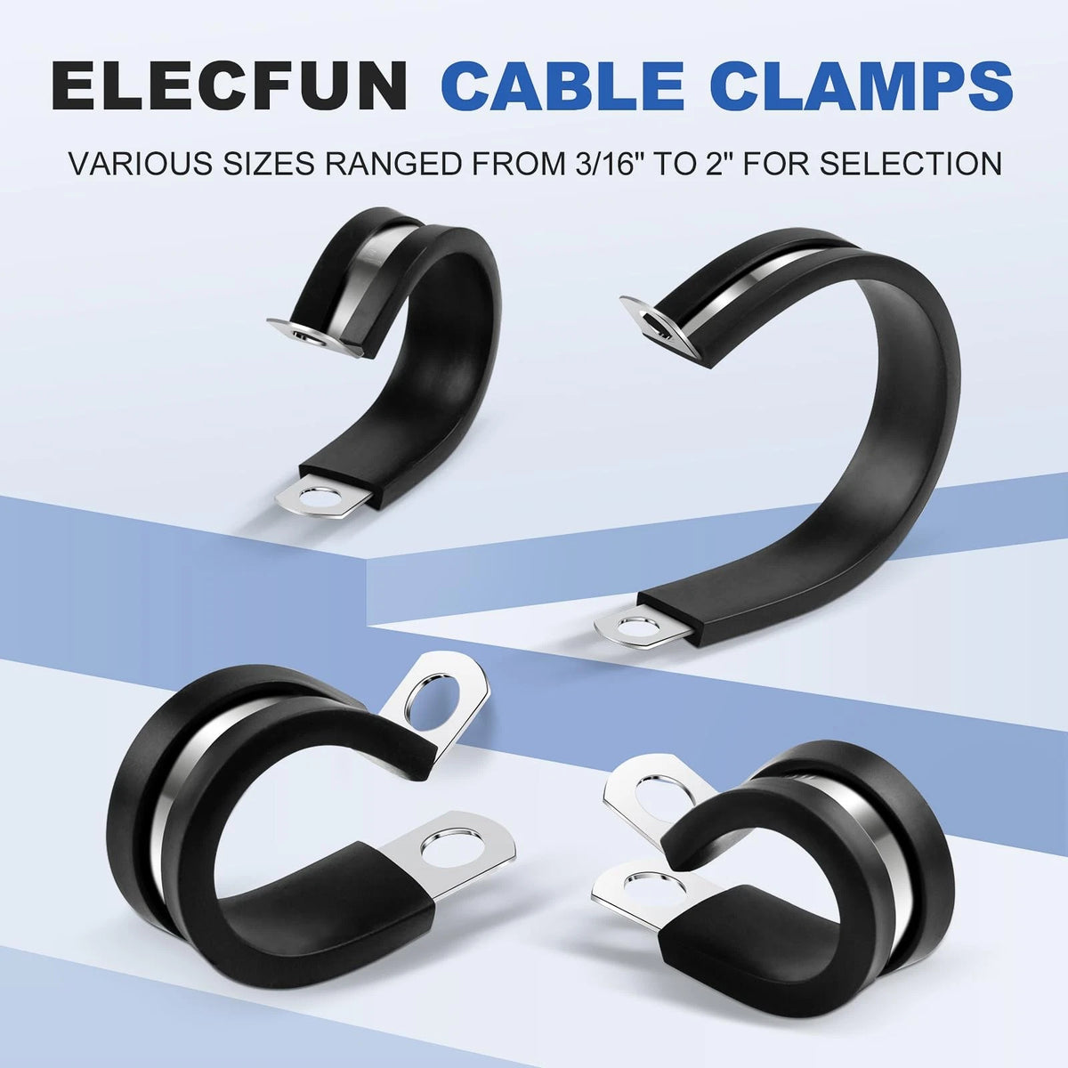 3/4 Inch Rubber Cable Clamp P Clip for Hose Tube Conduit (Black)