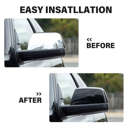 2X Gloss Black Side Mirror Cover Caps for Toyota Tundra Sequoia (2007–2019)