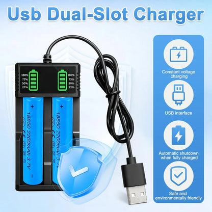 USB Smart Battery Charger for 18550 14500 16340 Rechargeable Li-Ion Batteries