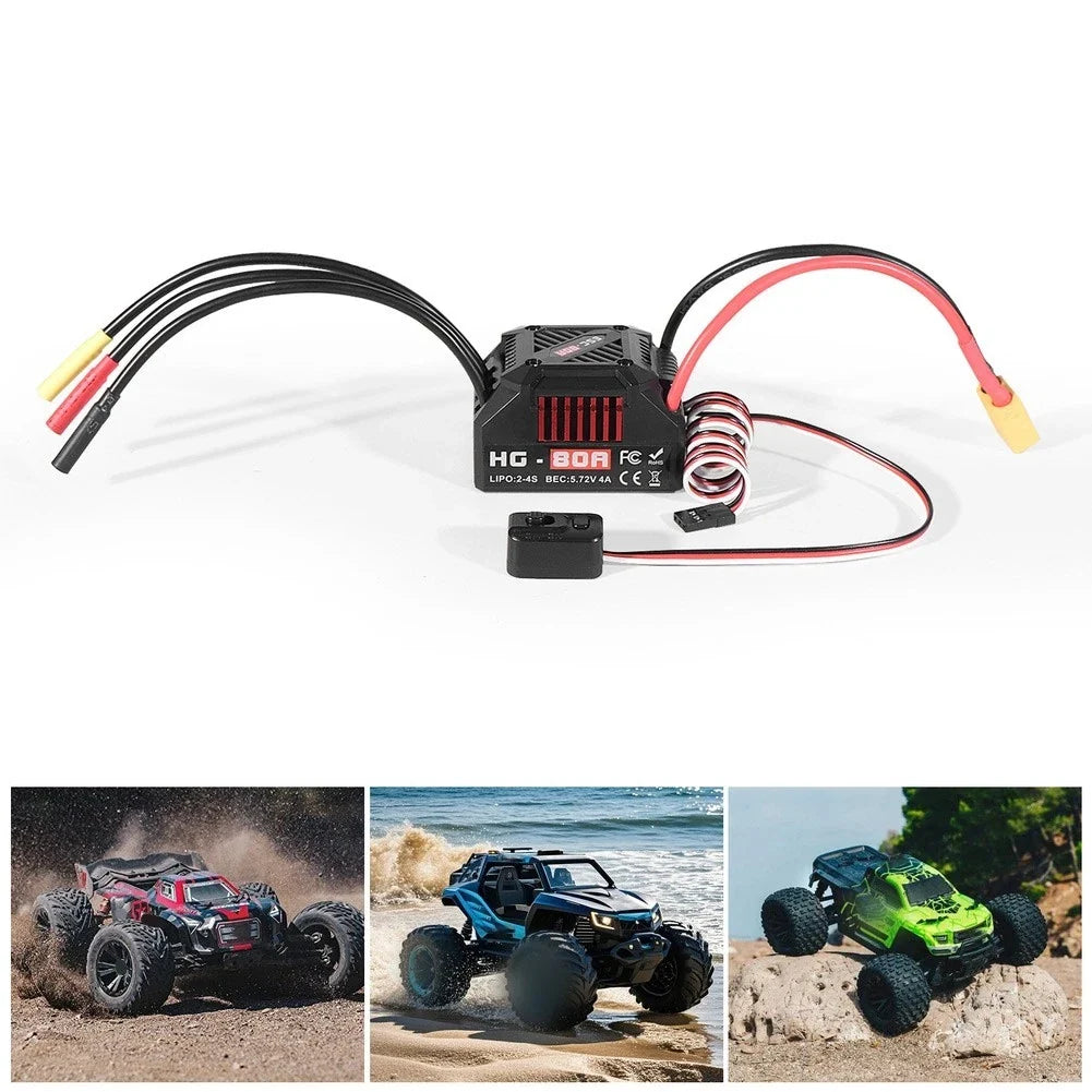 80A Brushless Motor ESC for 1/10 Scale RC Vehicle (Drag Brake Adjustment)