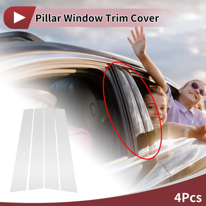 Set of 4 Car Door Pillar Window Trim for Honda City (2003–2008) Silver Tone