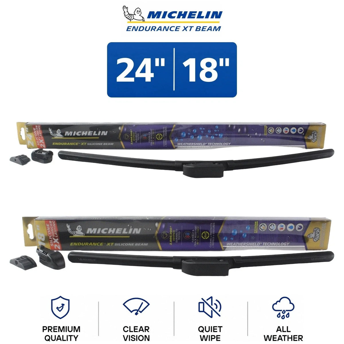 Set of 2 Michelin Endurance XT Beam Wiper Blades for