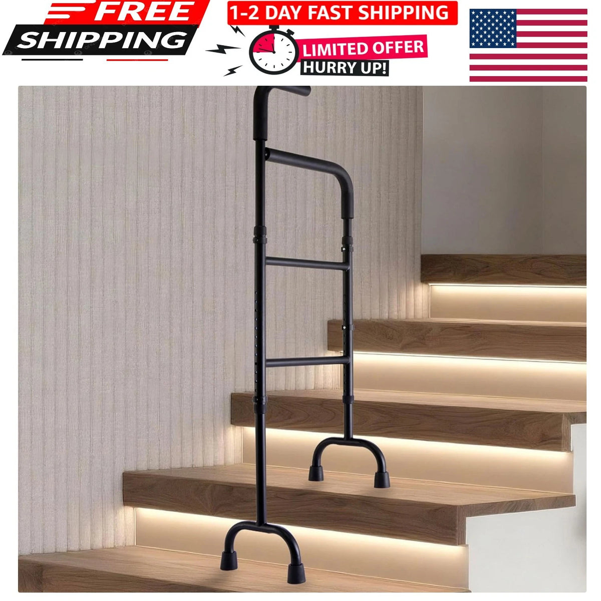 Adjustable Stair Climbing Assist Cane for Seniors (No Part Numbers)