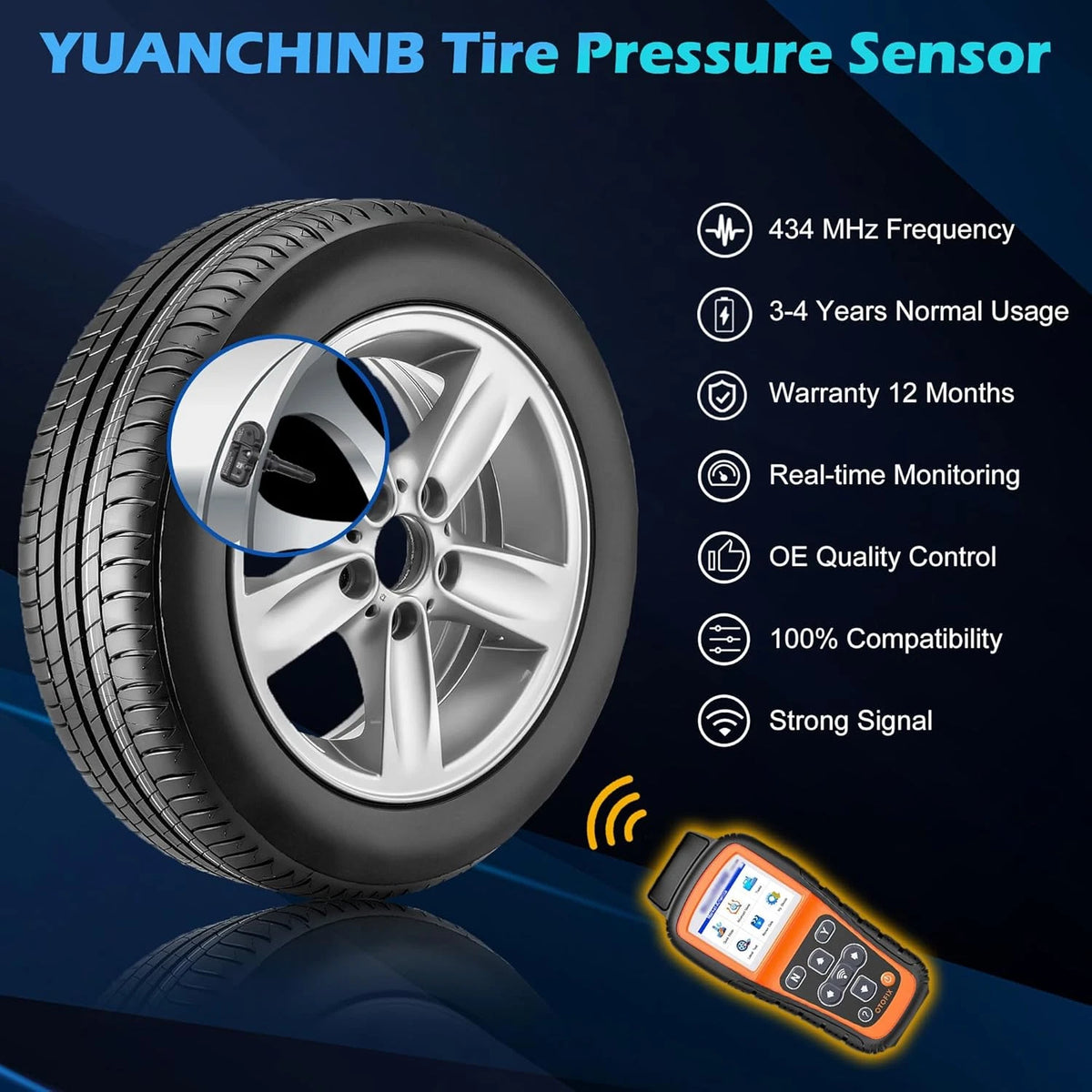 Set of 4 TPMS Sensors for Compatible Vehicles