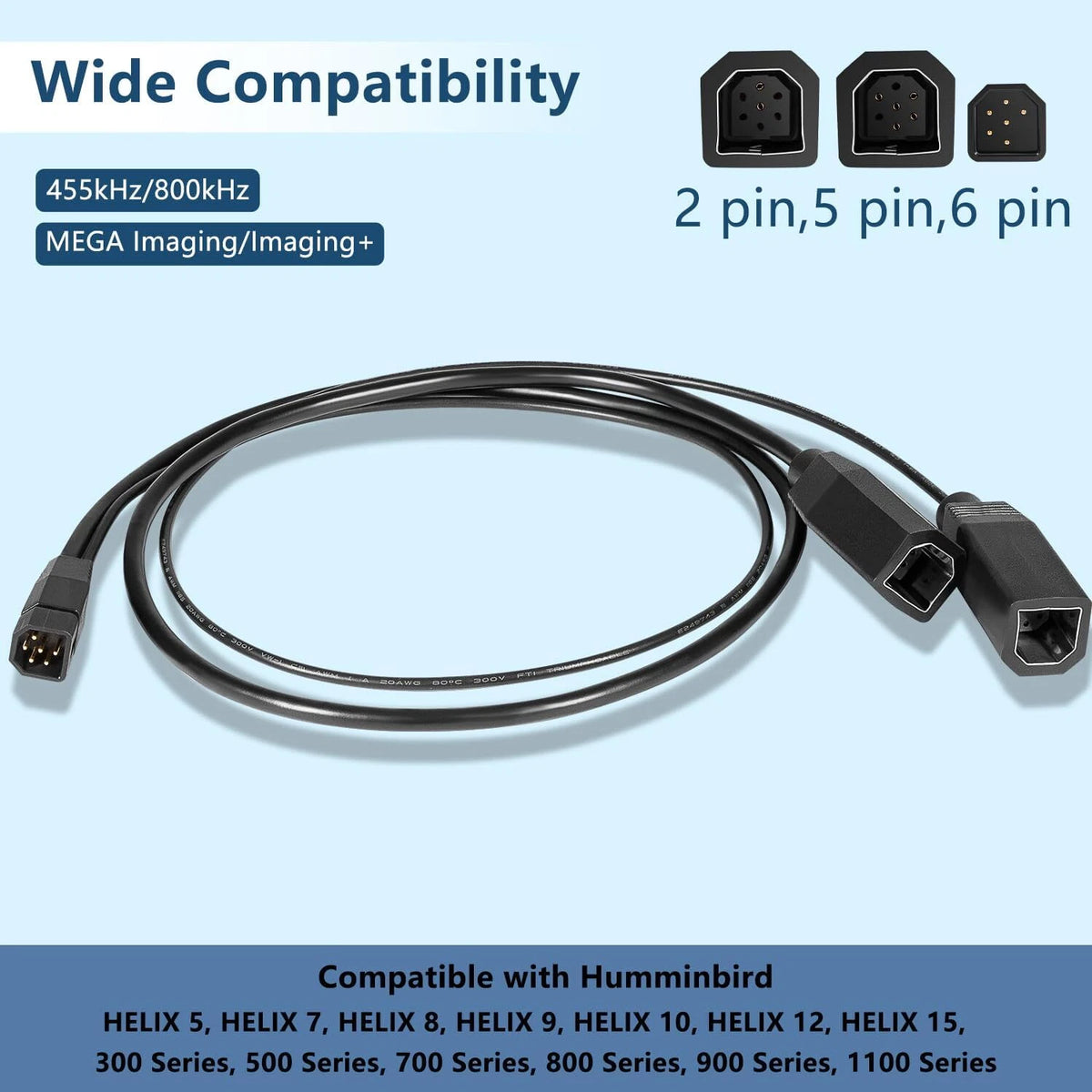 9-Pin Dual Beam Splitter Cable for Humminbird 720101-1
