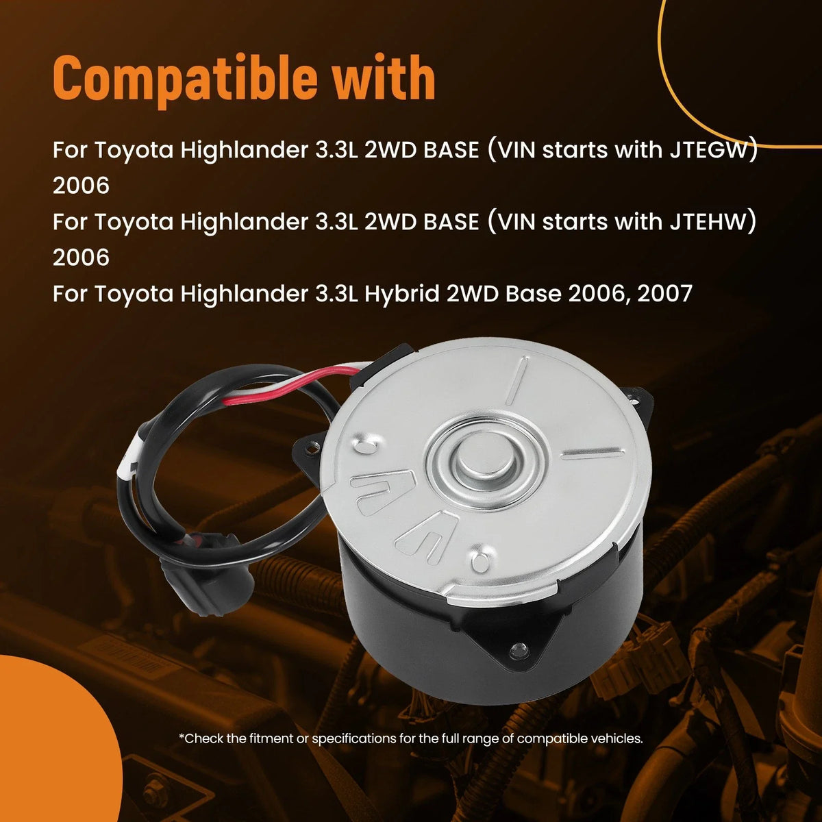 Radiator Cooling Fan Motor for Toyota Highlander Lexus (2006)